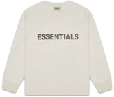 Fear of God Essentials Boxy Long Sleeve T-Shirt Applique Logo Oatmeal/Oatmeal Heather/Light Heather Oatmeal